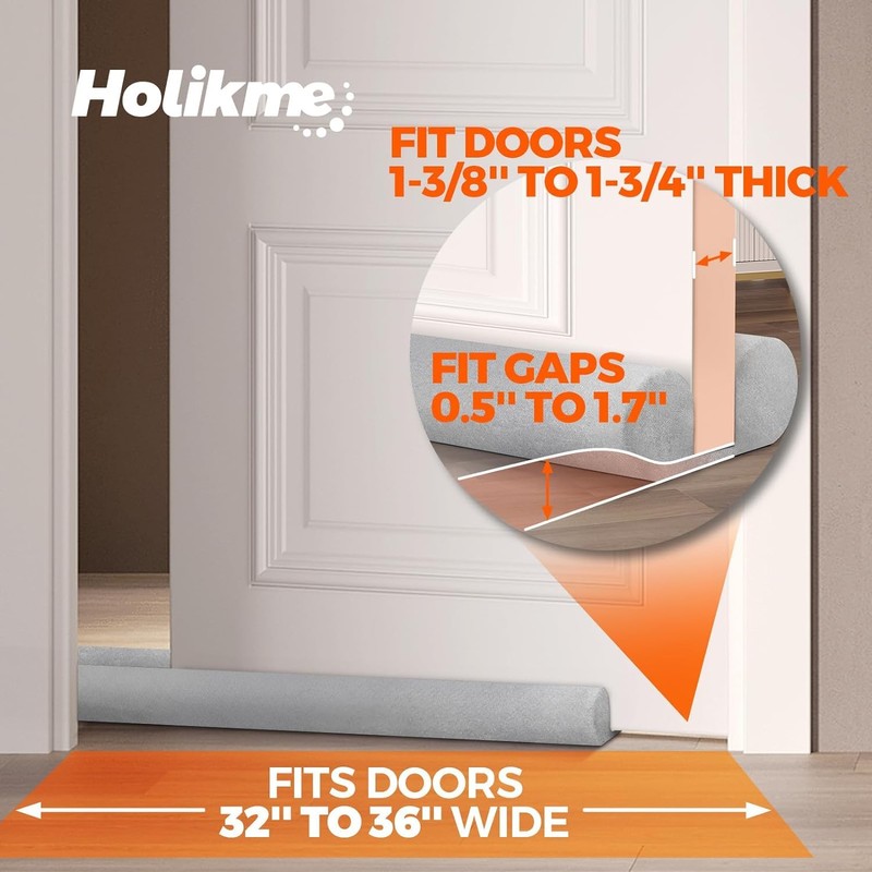 Holikme Door Draft Stopper Weather Stripping Window Breeze Blocker Adjustable