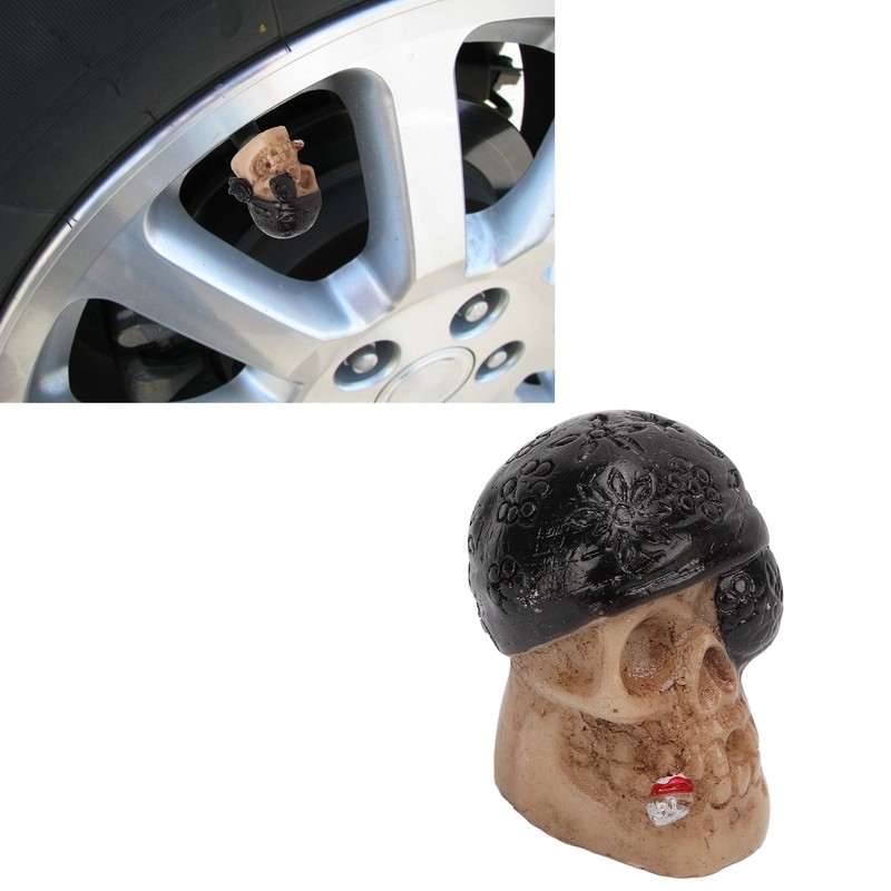 4PCS/Set Tire Valve Cap Skull Shape with Rubber Ring for