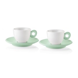 Guzzini - Everyday Set of 2 Espresso Cups with Saucers - Mauve Green - 081700243