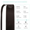DOORES Real Human Hair Ponytail Extension - Dark Brown, 22