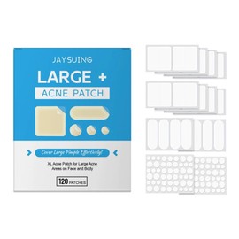 Valicaer Pimple Patches Large,XL 60mm Hydrocolloid Acne Patches for Face,Forehead,Chin & Body Fast Acting Spot for Clear Skin,Hydrocolloid Patch (5 Sizes 120 Patches)