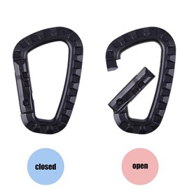 10pcs 80mm Tactical Carabiner Clip D Shape High Strength Plastic Hook Keychain for Backpack/Keychain (Black)