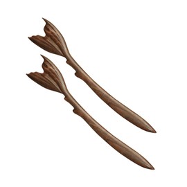 Beatifufu 2Pcs Vintage Green Sandalwood Hair Sticks Chinese Hair Chopsticks for Women Cute Fish Tail Design Wooden Hair Pins for Buns Elegant Hair Accessories for Hanfu and Daily Styling