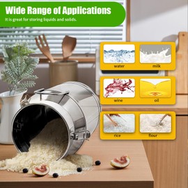 30L/7.9 Gallon Stainless Steel Milk Can with Lid - Heavy Duty Milk Jug Bucket with Ergonomic Handle and Tight Lid, SS Liquid Solid Container, Non-Slip Base, Seamless Design, Simply Rinse for Clean