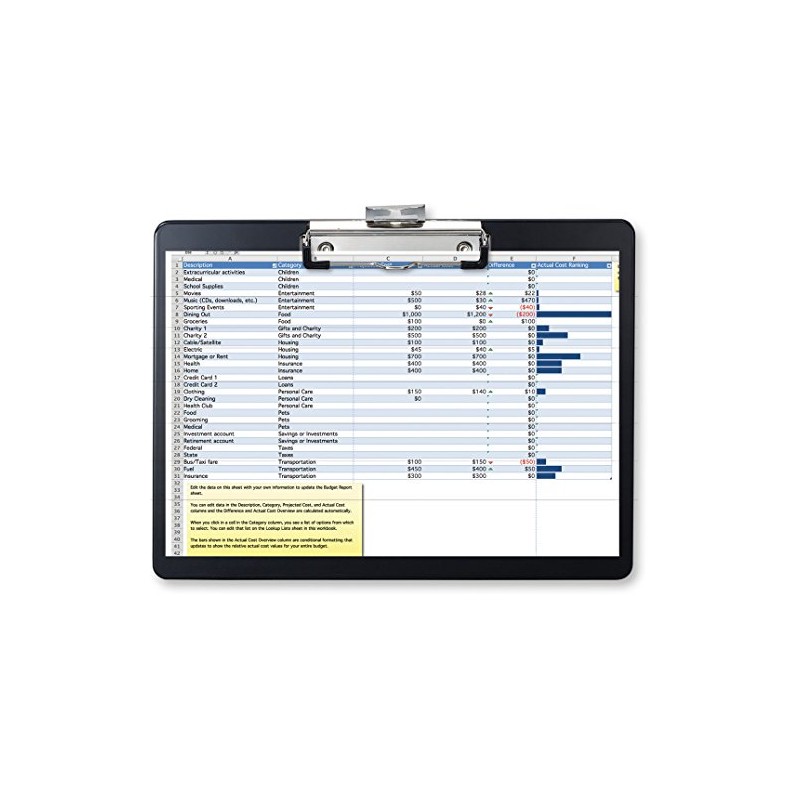 Officemate 83050 Recycled Landscape Plastic Clipboard, black