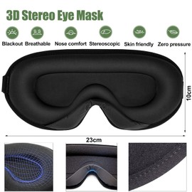 Silk Sleep Mask for Side Sleeper, 100% Light Blocking 3D Sleeping Eye Mask for Travel, Soft Breathable Eye Cover for Nap or Long Night's Sleep, Relaxing Zero Pressure Night Blindfold (Black)