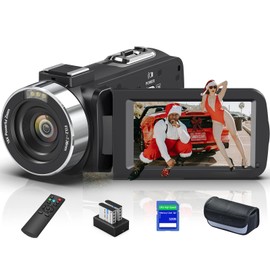 GTYOLOR 8K Video Camera Camcorder, 64MP IR Night Vision Vlogging Camera,18X Zoom 3.0“ LCD Flip Touch Screen Camcorder for YouTube with WiFi, 64G SD Card, Remote Control, 4500mAh Battery