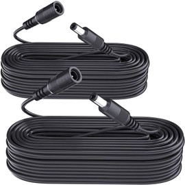Paquete de 2 cables de extensión de alimentación de 33 pies/10 m, cable de extensión de alimentación de 12 V CC de 2,1 mm x 5,5 mm, compatible con adaptador de fuente de alimentación de 12 V CC o