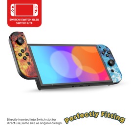 Switch Controller Compatible with Switch/OLED/Lite, Switch Joypad Replacement Controller, Left and Right Wireless Switch Handheld Controller(ice and fire)