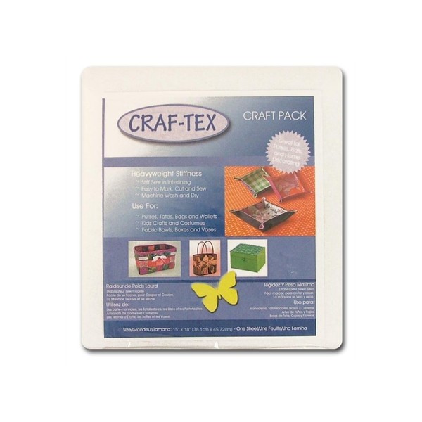 Bosal Craft-Tex Plus Stiff Nonwoven Double-Sided Fusible Notion, White (Packaging