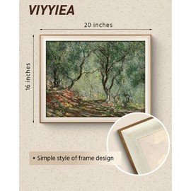 VIYYIEA Framed Canvas Wall Art, Trees Landscape Wall Art for Living Room, Vintage Natural Oil Painting Picture, Beautiful Scenery Home Decor, Bathroom Wall Decor -【Olive Trees】-(16"x20")