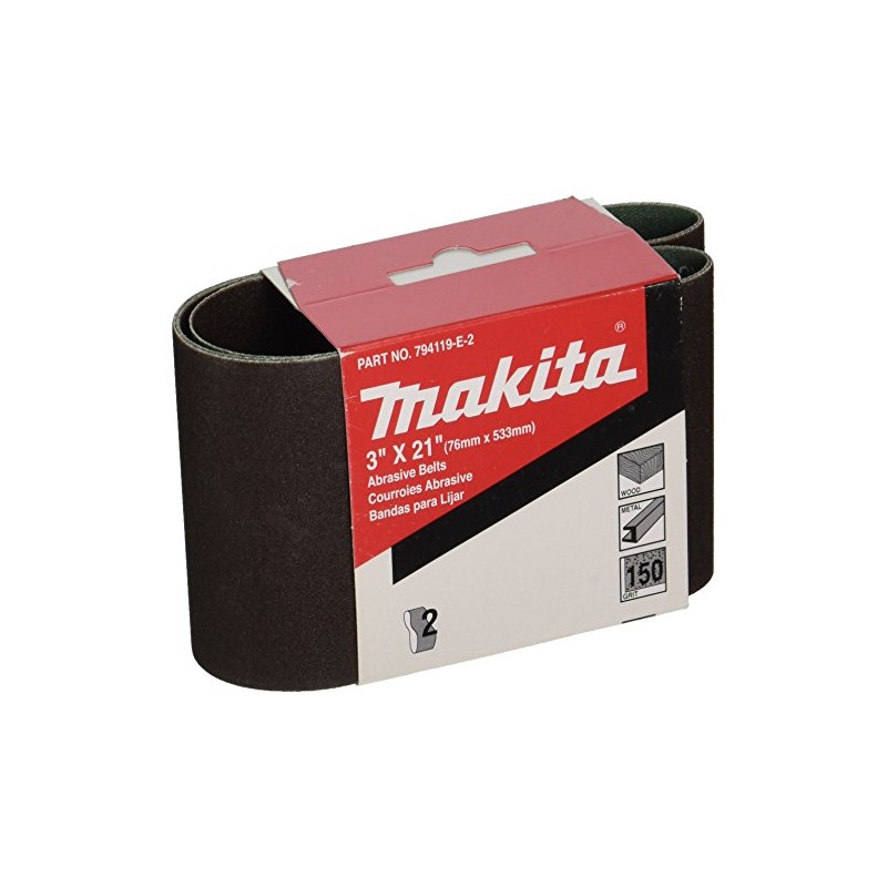 Makita 794119-E-2 3X21 Abrasive Belt #150, 2-Pack