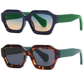 Polarized Retro Hexagon Sunglasses Men Women Trendy Oversized Square Chunky Design 90s Glasses