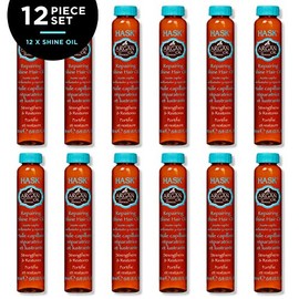 HASK ARGAN Oil Shine Oil Vials Repairing for all hair types, color safe, gluten free, sulfate free, paraben free - Set of 12 vials