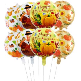 12Pcs 18''Fall Balloons Thanksgiving Foil Balloons Turkey Maple Leaf Foil Balloons for Thanksgiving Party Decoration Adult Kids Party Favors Supplies Home Decoration Thanksgiving Gift