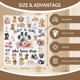 Yasrlvun Dog Lovers Gifts for Women Dog Mum Gift 50 x 60 In Dogs Lover Blanket Cute Christmas Thanksgivings Dogs Lover Present