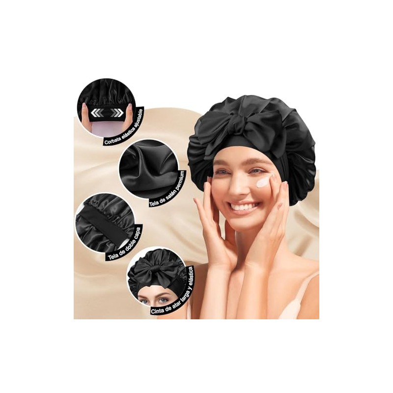 Gorro de Pelo Rizado de Satén, 4PCS Gorro de Seda