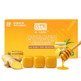 Al Taqwa Ginger with Honey Candy – 10 Pack (60 Natural Boosters) – Hard Candy with Ginger, Honey, Sugar & Corn Syrup – Natural Remedy for Digestion, Sore Throat Relief, Immune Boost & Energy – Vegan & Gluten-Free