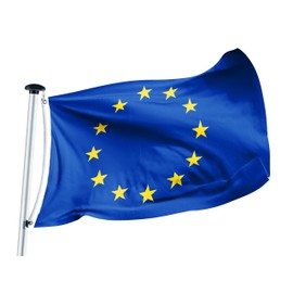 FLAGLY Premium European Flag 100 x 150 cm - Ship Flag Cloth, 160 g/m² Fabric Weight - Handmade, Robust and Weather-Resistant with Eyelets (100 x 150 cm, Europe)