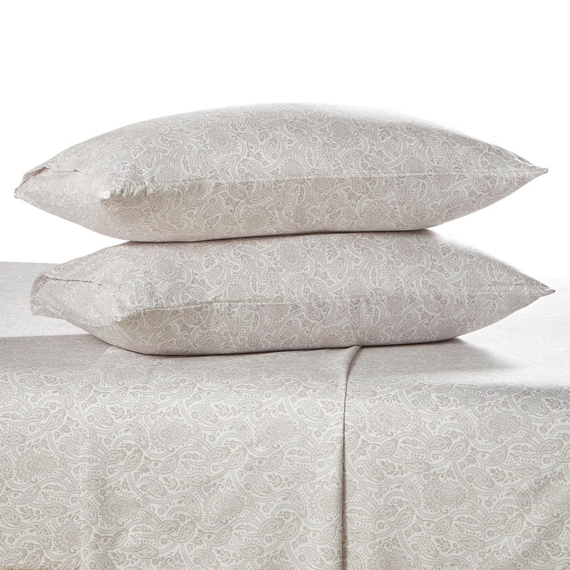Boho Sheets King Size, Cream Paisley Patterned，Deep Pocket 4pc