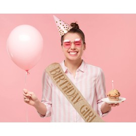 Shimmer Anna Shine Glitter Birthday Sash for Women (Rose Gold Glitter)