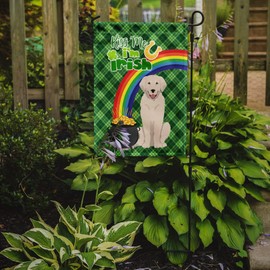 Caroline's Treasures WDK4841GF Cream Golden Retriever St. Patrick's Day Garden Flag Mailbox Flag Decorative Yard Flag Banner Outside Patio Artwork Yard Flower Beds, Garden Size, Multicolor