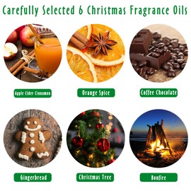 MitFlor Christmas Fragrance Oils, Upgraded Holiday Essential Oils for Diffusers for Home, Fragrance Oil for Candle Soap Making, Christmas Tree, Apple Cider Cinnamon, Bonfire and More, 6x10 ml