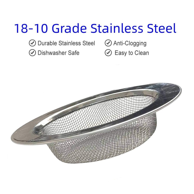 2 Pack 4.5" Kitchen Sink Drain Strainers, Stainless Steel Drain