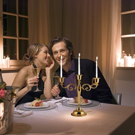 Yosoo Sujetavelas, 3 Brazos Portavelas de Metal Soporte para Velas Palillo de Oro Plata Candelabro de Estilo Europeo Candelabros de Boda Decoración para Hogar