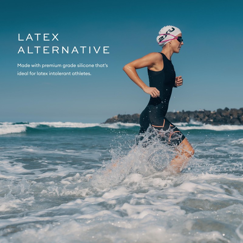 2XU Unisex 2 x U Silikon-Badekappe, Weiß, Einheitsgröße