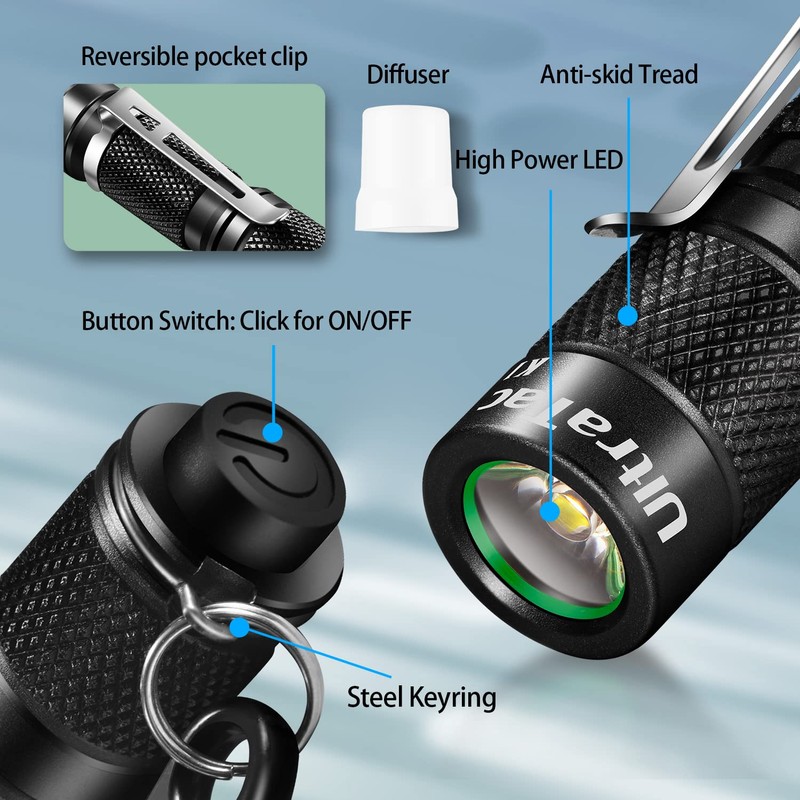 UltraTac K1 180LM Ultra-Bright LED Keychain Flashlight - Waterproof AAA