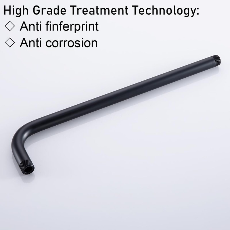 RANDOM 16 Inch Shower Arm with Flange,Stainless Steel 90 Degree