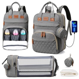 Diaper Bag Backpack. Large Travel Diaper Bag. Multifunctional Waterproof Diaper Bag With Changing Pad, USB Port, Stroller Straps And Pacifier Case. Available For Baby Registry And Baby Shower Gifts.