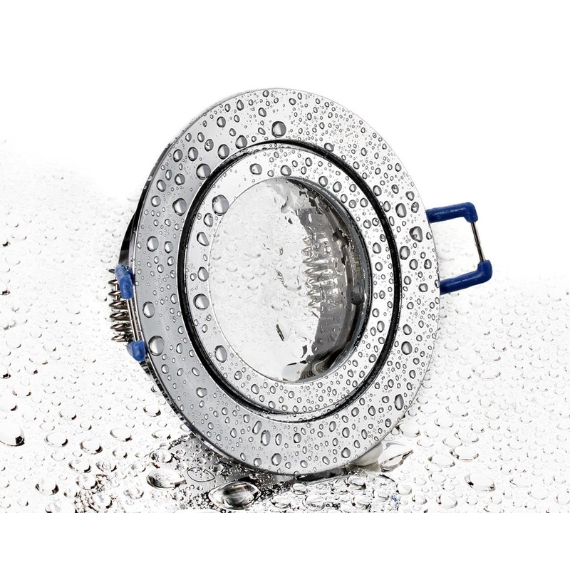 IP44 Aluminium Recessed Spotlight, Glossy Chrome, Suitable for Bathroom/Wet Rooms,