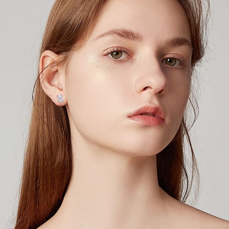 Dog Stud Earrings 925 Sterling Silver Cute Animal Puppy Earrings