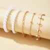 Gold Pearl Bracelets Sets for Women Girls Layered Bracelets for