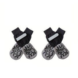 Anti-Slip Dog Socks-4 Pcs Double Sides Grips Dog Shoes Paw Protector for Hot Pavement, Prevents Licking,for Puppy Small Medium Large Senior Dogs (Black, XL)