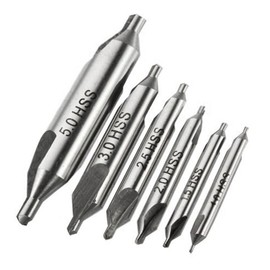 ExcInter 6Pcs HSS Center Drill Bits Set 1mm/1.5mm/2mm/2.5mm/3mm/5mm Countersink Kit Metal Lathe Working Tools 60 Degree for Positioning and Chamfering Processing