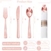 Supernal 100 Pack Rose Gold Plastic Silverware, Wrapped Silverware Set