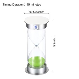 PATIKIL 45 Minute Sand Timer, Sandy Clock with Plastic Cover Count Down Sand Glass for Games, Kitchen, Party Favors DIY Decoration, Green Sands