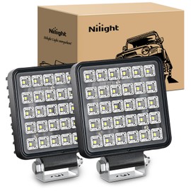 Nilight 4.3 Inch Square Utility LED Work Light W/Integrated Toggle Switch, 2PCS 60W 150° Flood Lamp for Offroad Heavy Equipment Vehicles Truck Tractor Golf Cart Boat ATV UTV