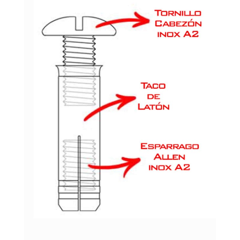 BricoLoco.com BricoLoco Brass Pool Dowels, INOX A2 Screw, Anchor System