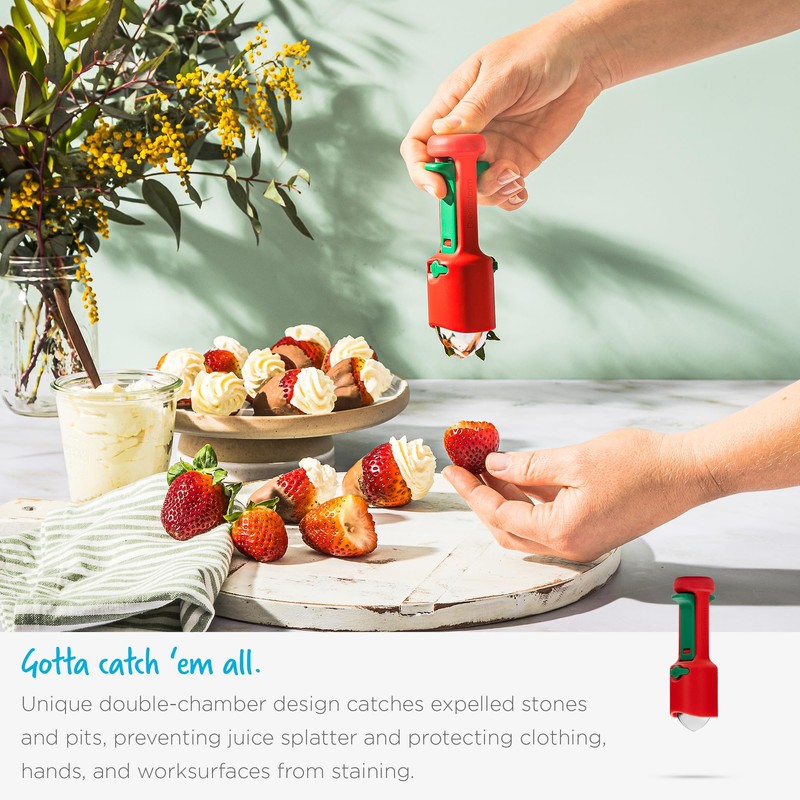 Dreamfarm Hullapit 3-in-1 Fast & Easy Strawberry Huller, Cherry Pitter