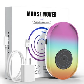Ergopollo Mouse Jiggler, Undetectable Mouse Mover Device Wiggler Shaker with Drive Free USB Cable and 5V1A Adapter, Moves Mouse Automatically, Keep PC Screen Active, Rainbow