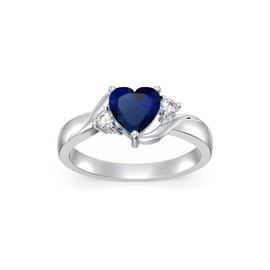 Seiyang Heart Shape September Birthstone Ring 925 Sterling Silver Created Sapphire Promise Ring Birthday Jewellery Gifts for Women Size N