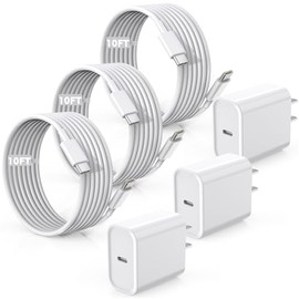 Cargador rápido para iPhone 17/16/15, carga rápida extra larga de 10 pies, paquete de 3 bloques USB-C a USB C, cable de carga rápida para iPhone Air/1