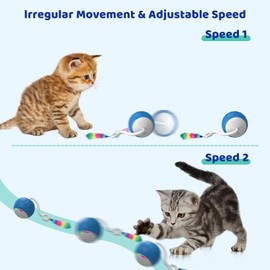 WAKHJAKT Interactive Cat Toys for Indoor Cats, DIY 5 in 1 Automatic Moving Cat Ball Toys/Puppies Toys with LED Rainbow Lights, Smart Sounds&Touch Control Cat Toys,USB Rechargeable (Blue)