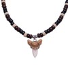 BlueRica Shark Tooth on Black Coconut Shell Beads Necklace (18"