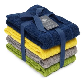 Mellow Buff 100% Cotton Terry Dish Towels, 4 Pack Solid, 16 x26 Inches, Super Soft and Absorbent, Perfect for Kitchen Cleaning and Dish Washing | Assorted …