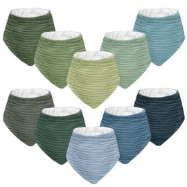 Wrrernsin Muslin Baby Bibs for Unisex Boys Girls, 10pack Cotton Drool Bibs, Adjustable Bandana Bibs for Drooling and Teething